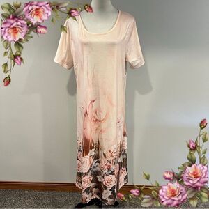 No Brand Floral pale Pink and cream color short sleeve plus size Dress XXL